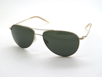 Pre-owned Oliver Peoples Benedict Ov1002s 5035p1 Gold/green Polarized Aviator Sunglasses