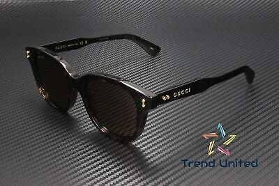 Pre-owned Gucci Gg1264s 005 Rectangular Squared Acetate Havana Brown 52 Mm Mens Sunglasses