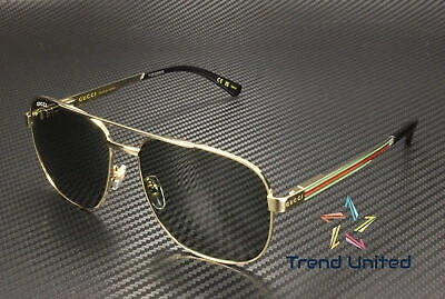 Pre-owned Gucci Gg1223s 002 Pilot Navigator Metal Gold Grey 60 Mm Men's Sunglasses In Gray
