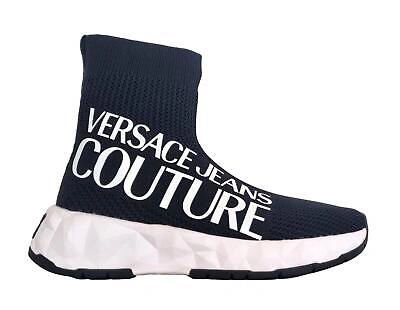 Pre-owned Versace Women's High Sock Sneakers Shoes In Nylon Atom Sole 75va3sb5 Black