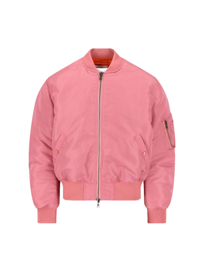 Chloé Logo-print Padded Bomber Jacket In Ivory Pink