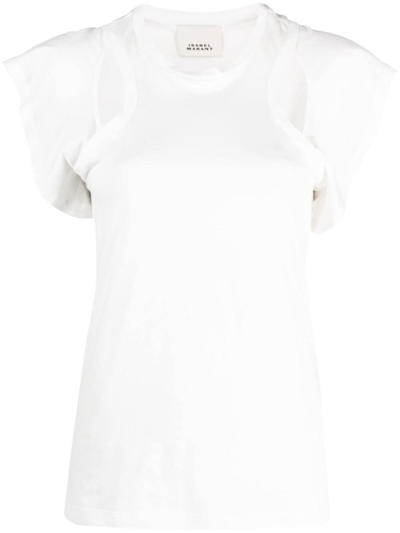 Isabel Marant Cut-out Cotton T-shirt In White