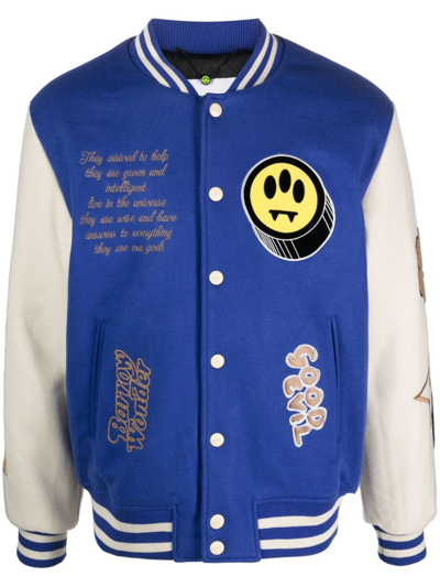 Barrow Logo-patches Bomber Jacket In Blue