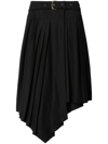 Off-white Pleated Midi Skirt In Tech Drill Fabric In Black