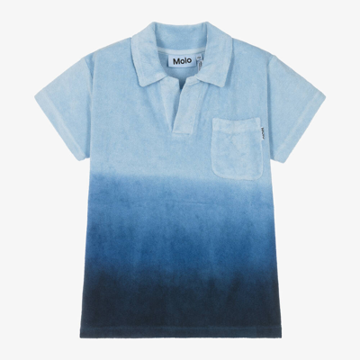 Molo Babies' Boys Blue Cotton Towelling Polo Shirt