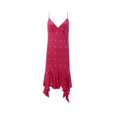 Givenchy Ruffle Silk Mini Dress In Fuchsia