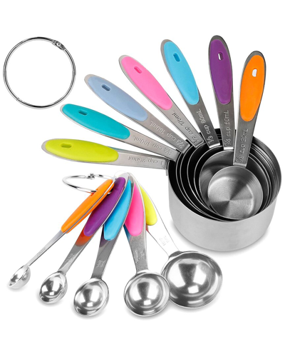 Fresh Fab Finds Newhome 12pc Stainless Steel Measuring Cups/spoons Set In Multicolor