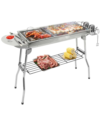 Fresh Fab Finds Lakeforest Foldable Portable Stainless Steel Bbq Grill In Silver