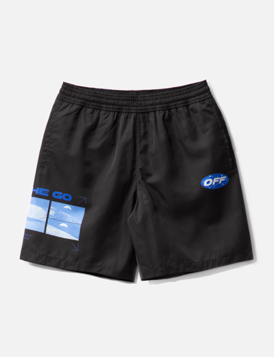 Off-white Onthego Moon Surfer Tech Swim Shorts In Black