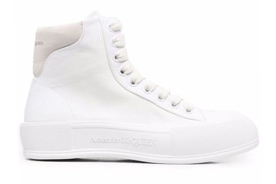 Pre-owned Alexander Mcqueen Deck Plimsoll High Top Sneaker Optical White (women's)