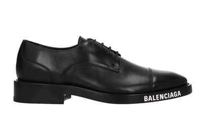Pre-owned Balenciaga Derby Logo Lace-up Shoe Black