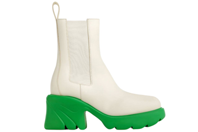 Pre-owned Bottega Veneta Flash Shearling Ankle Boot White Parakeet (women's) In White/green