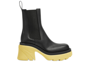 Pre-owned Bottega Veneta Flash Platform Ankle Boot Black Lemonade (women's) In Black/yellow