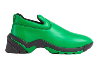 Pre-owned Bottega Veneta Lagoon Low Top Leather Sneaker Black Green In Black/green