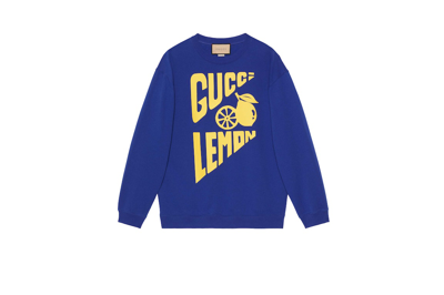 Pre-owned Gucci Lemon Print Sweatshirt Blue