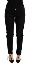 Acht Blue Cotton Skinny Low Waist Women Casual Denim Jeans In Black