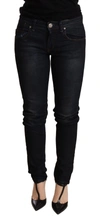 Acht Blue Cotton Skinny Low Waist Women Casual Denim Jeans In Blue