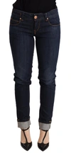 Acht Blue Washed Cotton Low Waist Skinny Denim  Trouser Jeans In Blue
