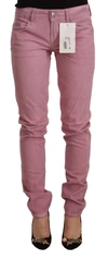 Acht Pink Cotton Slim Fit Women Denim Skinny Jeans In Pink