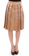 Andrea Incontri Silk Solid Mini Pleated Skirt In Brown