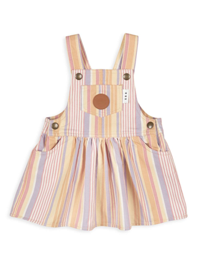 Huxbaby Baby Girl's,little Girl's & Girl's Striped Dungaree Dress In Neutral