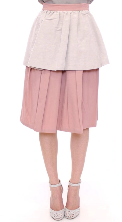 Comeforbreakfast Elegant Pleated Knee-length Skirt In Pink And Women's Gray