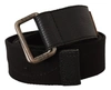 Costume National Black Cotton Ducati Metal Buckle Belt In Black