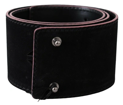 Costume National Elegant Wide Leather Fashion Belt With Metal Women's Accents In Black