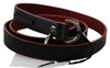Costume National Black Red Skinny Leather Logo Belt In Black