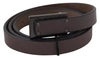 Costume National Brown Leather Tactical Logo Buckle Dark In Brown