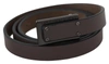 Costume National Brown Leather Tactical Logo Buckle Dark In Brown