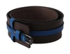 Costume National Brown Thin Blue Line Leather Buckle Belt In Brown
