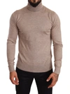 DOLCE & GABBANA DOLCE & GABBANA BEIGE TURTLENECK CASHMERE-SILK BLEND MEN'S SWEATER