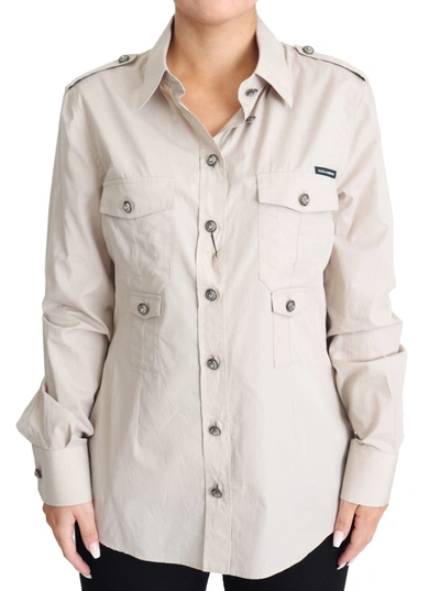 Dolce & Gabbana Elegant Beige Cotton Safari Women's Shirt