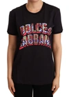 Dolce & Gabbana Black Cotton Large Print Top Crewneck T-shirt In Black