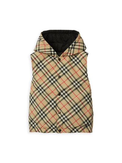 Burberry Little Kid's & Kid's Reversible Check Vest In Archive Beige Check