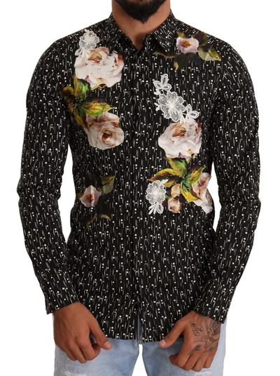 DOLCE & GABBANA DOLCE & GABBANA ELEGANT FLORAL EMBROIDERED DRESS MEN'S SHIRT