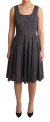 Dolce & Gabbana Black Floral Cotton A-line Stretch Dress In Black