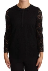 DOLCE & GABBANA DOLCE & GABBANA ELEGANT BLACK FLORAL LACE LONG SLEEVE WOMEN'S TOP