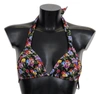 Dolce & Gabbana Black Floral Print Swimsuit Beachwear Bikini Tops In Black