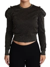 Dolce & Gabbana Black Gold Cropped Women Pullover Sweater In Black