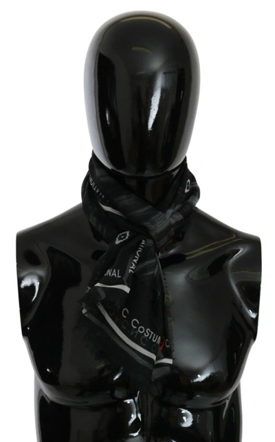 Dolce & Gabbana Black Grey Silk Foulard Branded C'n'c Scarf