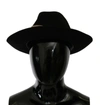 DOLCE & GABBANA DOLCE & GABBANA ELEGANT BLACK LAPIN WIDE BRIM PANAMA WOMEN'S HAT