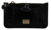 Dolce & Gabbana Black Leather Coin Purse Wristlet Mirror Agnese Wallet In Black