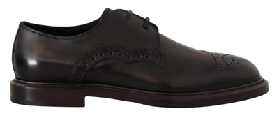 Dolce & Gabbana Black Leather Oxford Wingtip Formal Derby Shoes