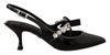 Dolce & Gabbana Black Patent Leather Crystal Slingbacks Shoes In Black