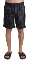 Dolce & Gabbana Black Polka Dot Print Beachwear Swimwear In Black