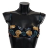 Dolce & Gabbana Black Seashells Print Women Swimwear Bikini Tops In Black