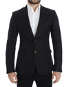 DOLCE & GABBANA DOLCE & GABBANA ELEGANT BLACK SILK BLEND TWO-BUTTON MEN'S BLAZER