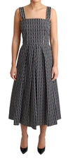 Dolce & Gabbana Black White Pattern Cotton A-line Dress In Black